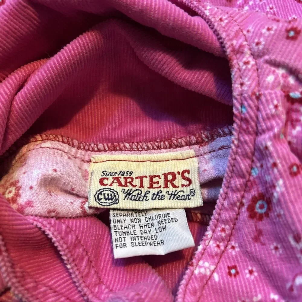 Vintage Carter's Pink Corduroy Wrap Dress with Pockets Girls 3T